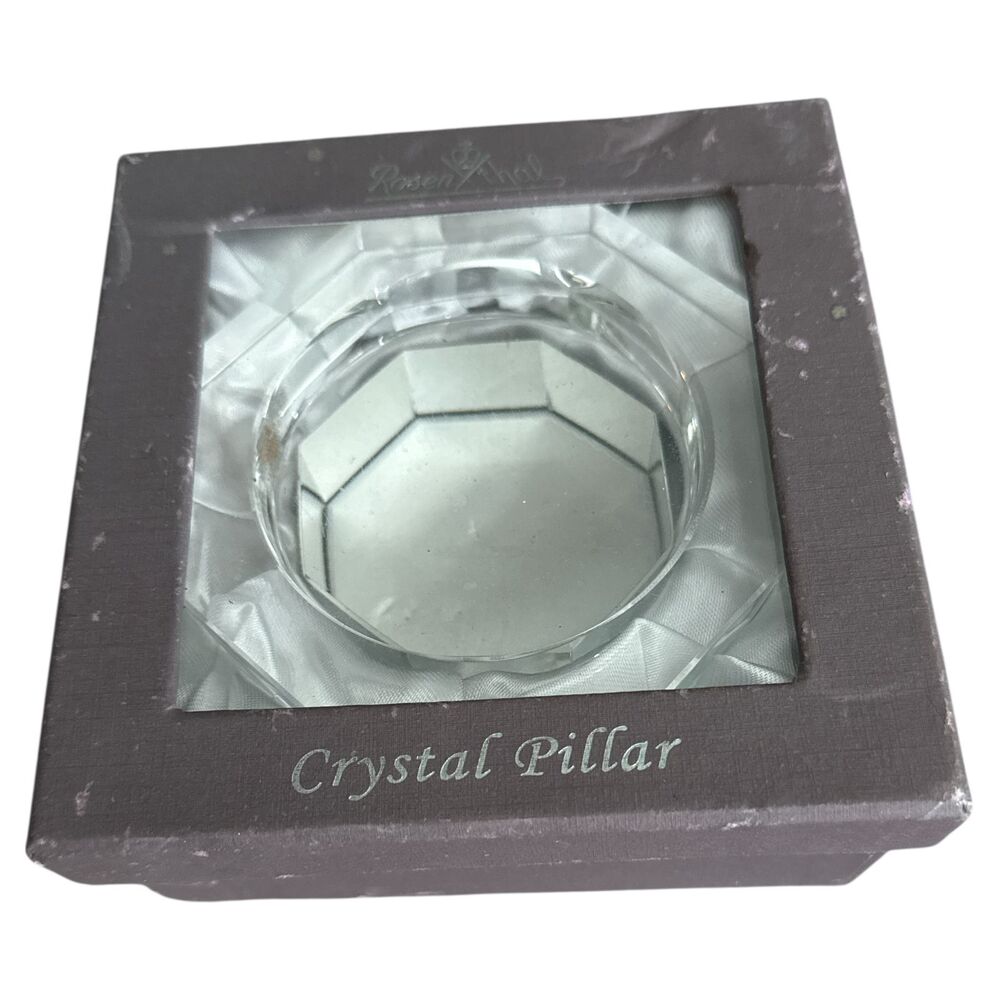 Rosenthal Crystal Pillar Candle Holder Octagon Glass NEW Open Box